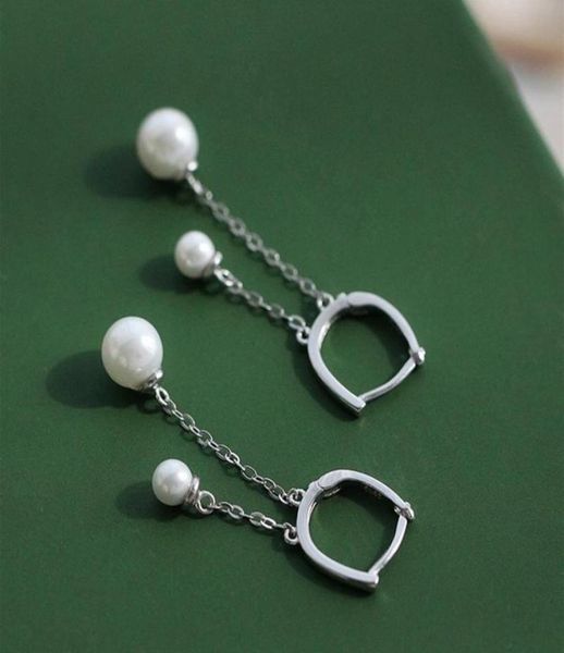 

dangle chandelier exquisite 925 sterling silver buckle circle earrings natural pearl drop for women elegant engagement fashion j1863984