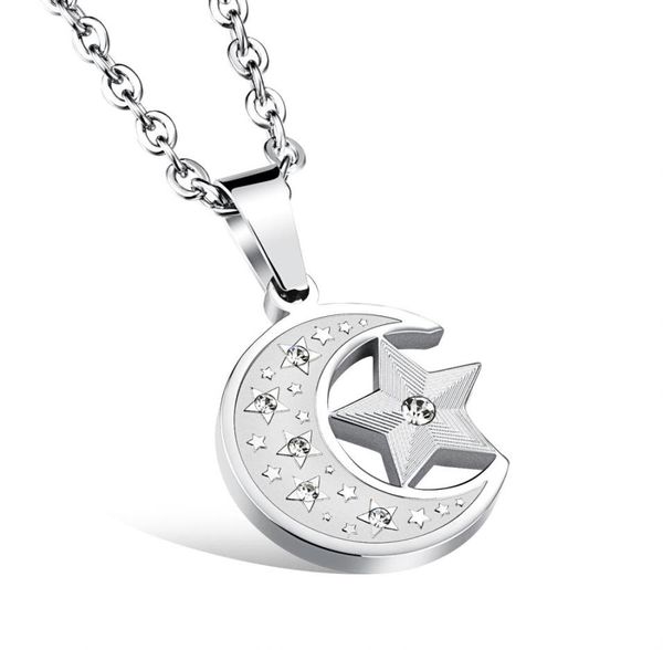 

crescent moon and star necklace in stainless steel012349230283, Silver