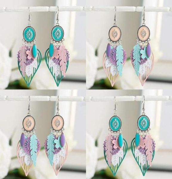 

dangle chandelier 2022 design bohemia feather earrings for women blue pink colorful earring fashion gift jewelry4466167, Silver