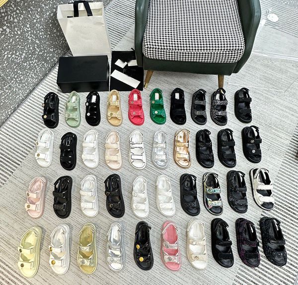 

designer sandals women sandal platform dad shoes comemore hook&loop slingback slippers summer beach slides woman flat slipper, Black