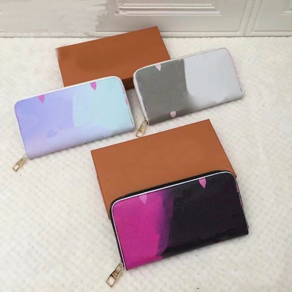 

women long wallet 3 colors female designer fashion brand letter flora print logo wallet ladies purse fashion card holder pocket long zipper, Red;black