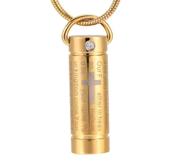 

zzl157 pvd plating stainless steel cylinder keepsake memorial urn pendant with lord039s prayer engrave cremation jewlery for a8282063, Silver