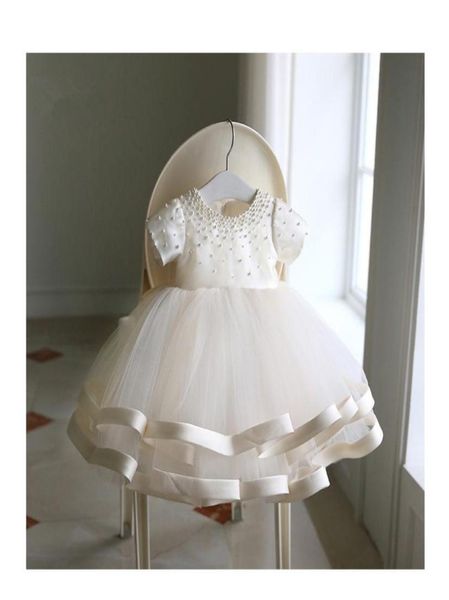 

beaded baby girl dresses newborn 1st birthday dress layered tulle bow little girl party dress infant baptism christening gown6081320, Red;yellow