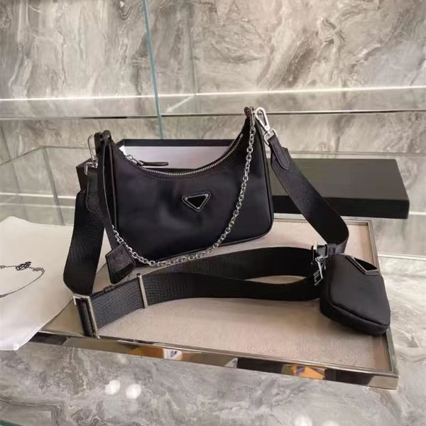 

designer nylon shoulder bag cleo hobo womens luxury combination hobo chain bags 3 pcs underarm shoulder crossbody bag female wallet messenge