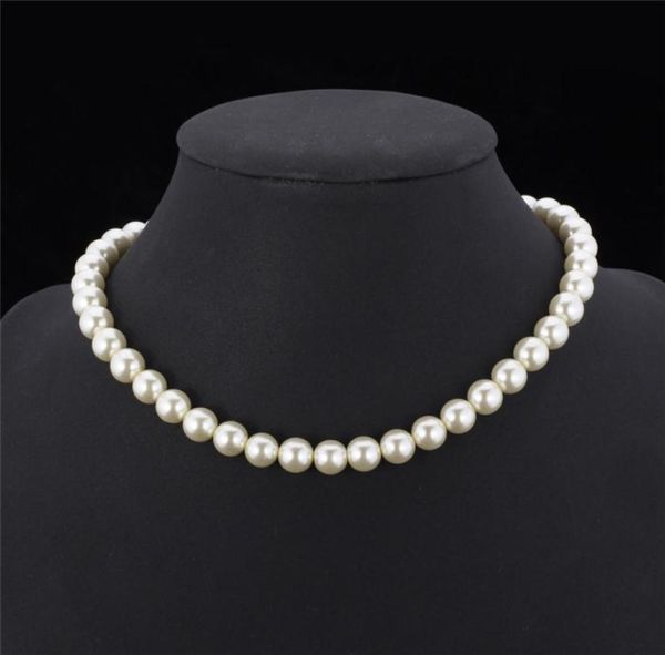 

synthetic pearl necklace for women 2015 new trendy resizable luxury whiteblack beaded necklace2899107, Silver