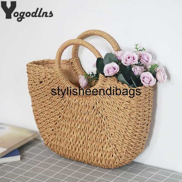 

stylisheendibags totes summer handmade bags for women beach weaving ladies straw bag wrapped beach bag moon shaped handle handbags totes