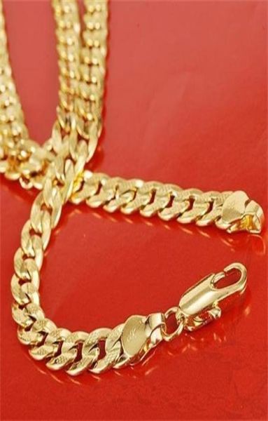 

heavy 18k 18ct yellow gold filled curb link necklace printing men039s collar jewelry 236inches 10mm2349914, Silver