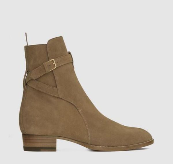 

2020 men quality slp wyatt 30 jodhpur boots in cigar suede ankle strap metal buckle boots shoes1736611, Black