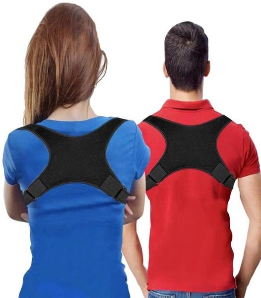 

adjustable back posture brace support belt corrector clavicle back shoulder lumbar posture correction corrector de postura297u1880684, Black;blue