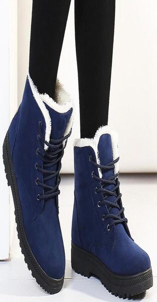 

snow boots 2018 classic heels suede women winter boots warm fur plush insole ankle boots women shoes laceup shoes woman8685785, Black