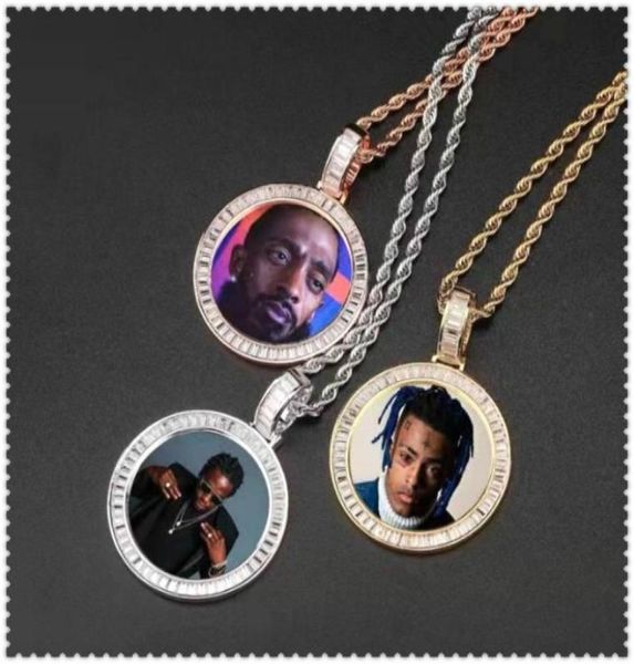 

custom po round pendant necklaces for men women hip hop designer bling diamond picture pendants friend family jewelry love gift2463912, Silver