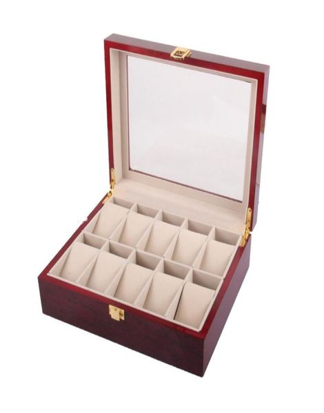 

10 slot wood watch display box0123456789101112136756806, Black;blue