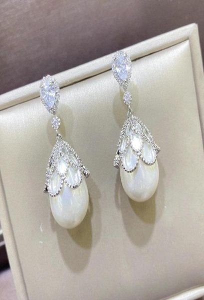 

dangle chandelier bilincolor fashion white pearl drop earring for women4030356, Silver