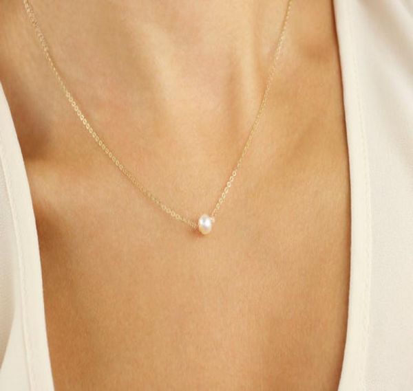 

10pcs n133 simple white or ivory pearls necklace cute circle round pearl necklaces with gold silver chain for women wedding party4853427