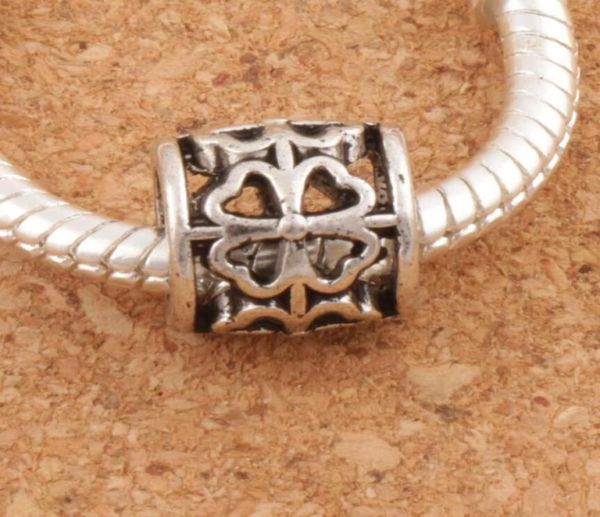 

alloy tube clover round metal big hole loose beads 122pcslot 9x9x9 mm antique silver fit european bracelets jewelry diy l13923312835, Black