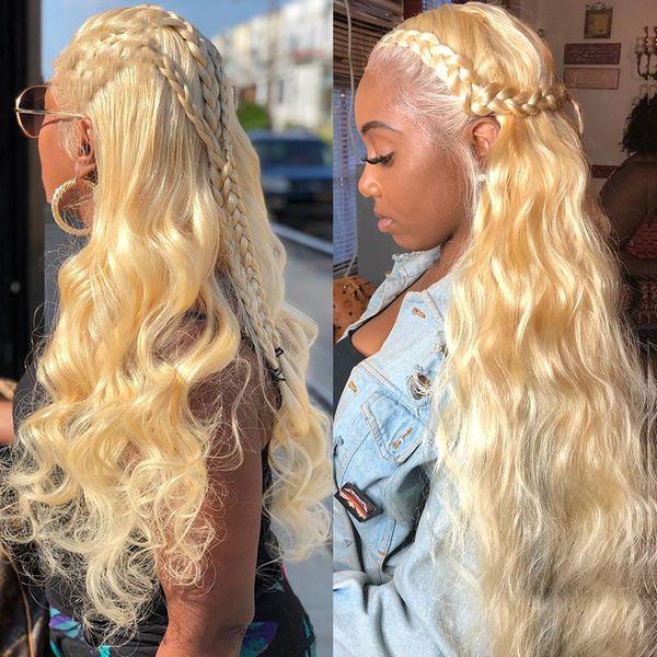 

613 honey hd lace frontal wig 13x6 human hair body wave blonde colored wigs for women brazilian 13x4 lace front human hair wig, Black;brown