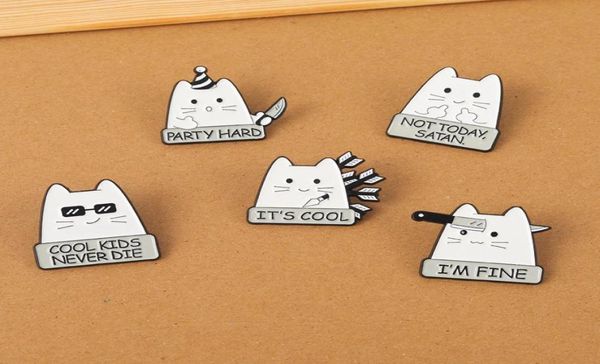 

i039m fine enamel pins custom not today satan cat brooch lapel badge cartoon jewelry 621 h18936968, Gray
