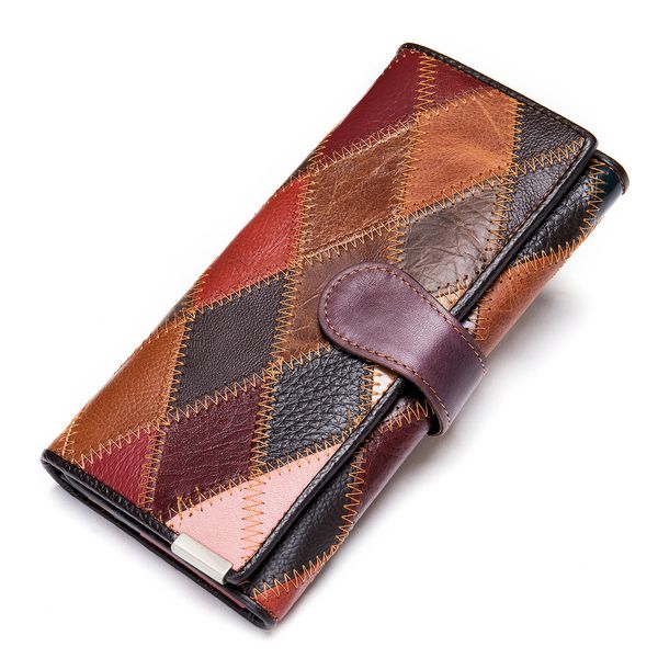 

leather wallet women's large-capacity long wallet, Red;black