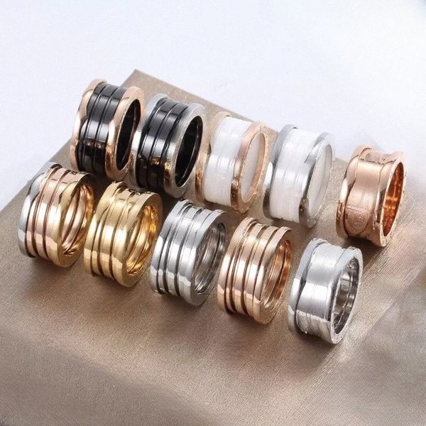 

couple ring designer stainless steel black and white ceramic rings men and women valentine's day gift x0wo#, Silver