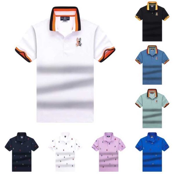 

2023 summer new men's psycho bunny polo shirts luxury brand designer embroidery tshirt fashion breathable short sleeve casual cotton lo, White;black