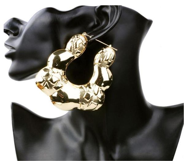 

whole exaggerated bohemian big hoop earrings for women retro punk bamboo basketball gold iron earrings fashion jewelry er0124179013, Golden;silver