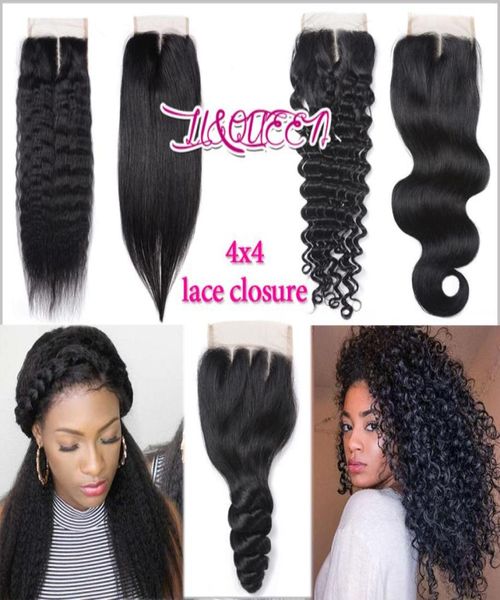 

brazilian virgin hair closure 4x4 body wave loose wave deep wave straight yaki weaves closure unprocessed beauty human hair natura2315699, Black;brown