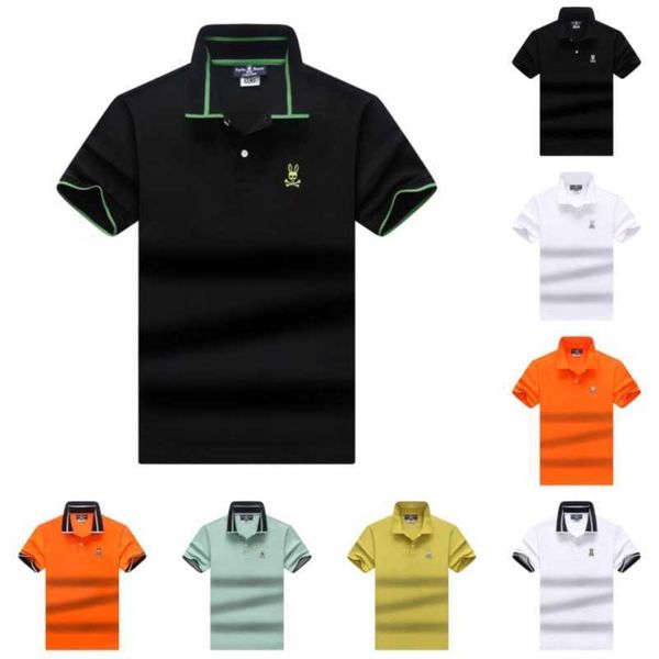 

psycho bunny polo t shirt 23 new fashion brand cartoon skull rabbit embroidered men's casual pure cotton stand collar yuktc7ls, White;black