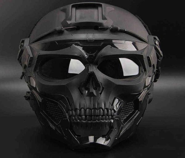 

2021 cs field tactical equipment adapter tactiacl paintball game helmet airsoft skull skeleton protective mask full face helmet w21307482