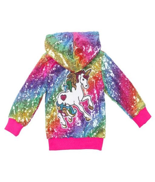 

unicorn coat jackets for baby girls sequin gold hoodie rainbow kids glitter pink party toddler sparkle jacket christmas birthday l1058298, Blue