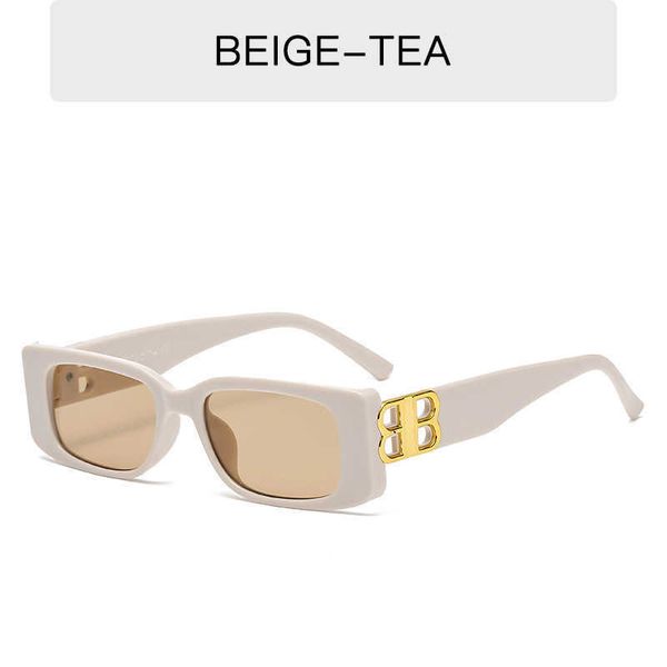 

28071 luxury brand designer fashion small square frame sunglasses retro champagne sunglasses ladies personality b letter glasses y77, White;black