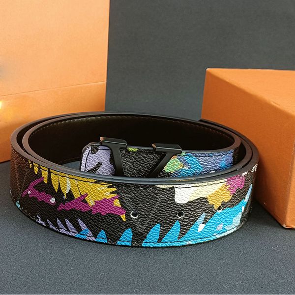 

designer belt luxury belt fashion versatile men belt casual letters smooth buckle women leather belt cool graffiti new belt a variety of col, Black;brown