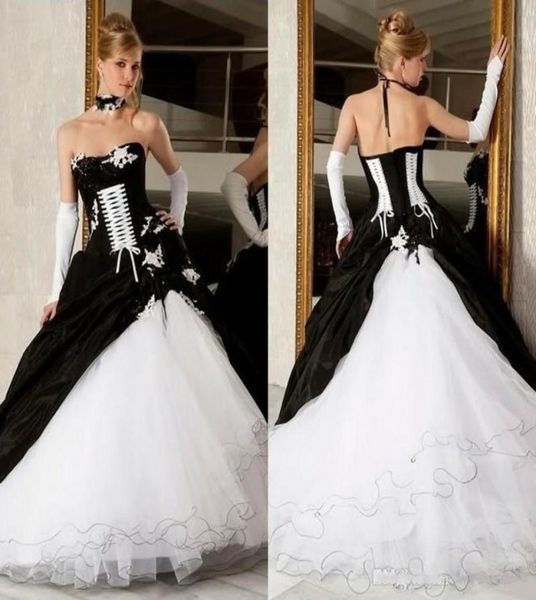 

vintage black and white ball gown wedding dresses 2019 backless corset victorian gothic plus size bridal gowns 568443