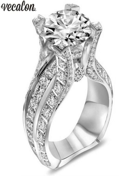 

vecalon luxury court ring white gold filled 5a zircon cz engagement wedding band rings for women men finger jewelry5952687, Slivery;golden