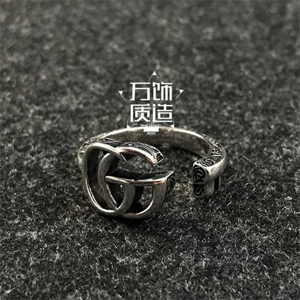 

designer jewelry bracelet necklace ring sterling ring rattan key shape ins male female lovers open pairs of rings, Silver