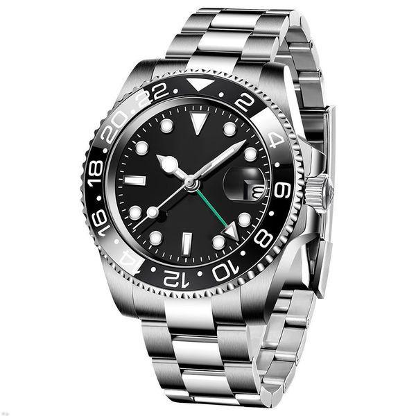 

new color mens watch automatic mechanical 40mm watch 904l stainless steel blue black watches and sapphire glass super luminous wristwatches, Slivery;black