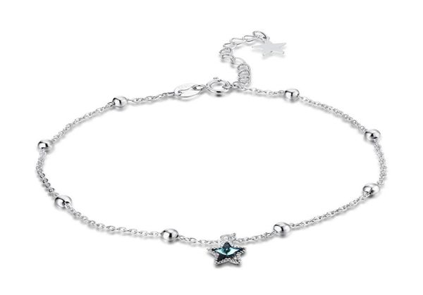 

100 925 sterling silver sparklet star anklets with blue crystal fashion jewelry making for women gifts sva6027176872, Red;blue