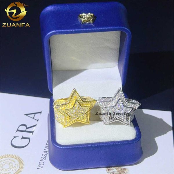 

custom hip hop star iced out 18k gold plated 925 sterling silver moissanite rings for men
