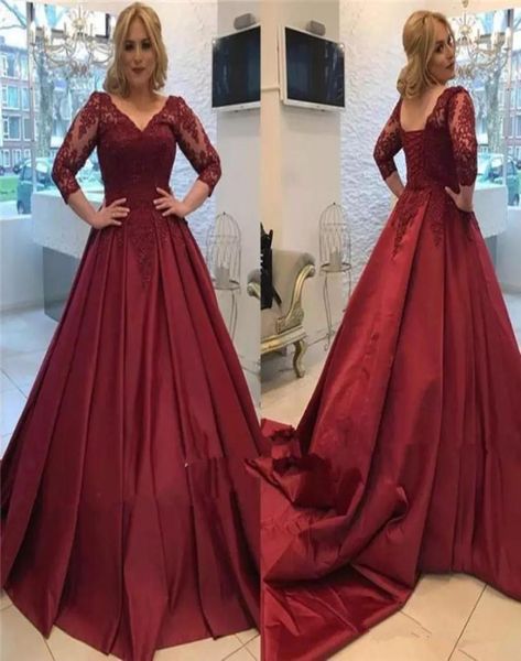 

vneck long sleeves aline women evening dresses lace appliqeus ladies prom party gowns custom plus size7296209, Black;red