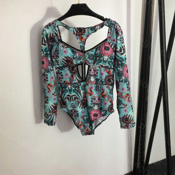 

23ss swimwear womens swimwear womens bikini designer bathing suit bikini vintage floral print long-sleeved one-piece women clothes a1, White;black