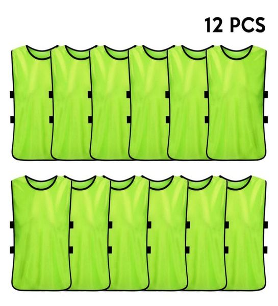 

12 pcs adults soccer team sports training jerseys quickdry breathable training bib vest outdoor sports vest9172154