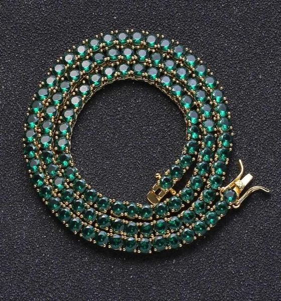

7inch 8inch 18inch 20inch 4mm iced out chains bracelet necklace jewlery set luxury designer mens bling green diamond tennis chain 5147839, Silver
