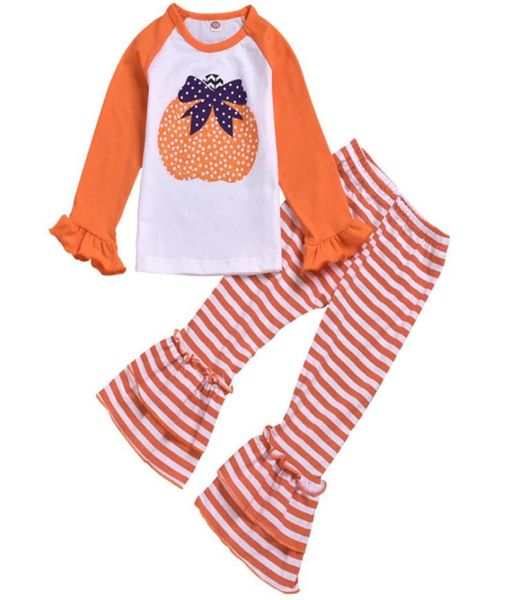 

new halloween kids clothes fashion fall baby girl clothes sets girls boutique bell bottom outfits pumpkin fall outfits kids desig5595319, White