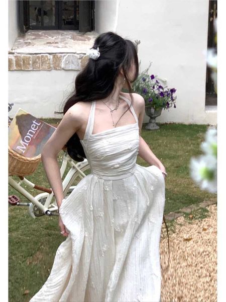

halter embroidered dress female pleated waist temperament summer elegant party prom dress wedding elegant long dress, Black;gray