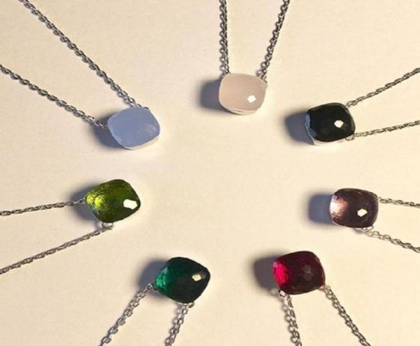 

other fashion accessories brass material paris design with nature jade and zircon decorate single pendant necklace 43cm charm brac9295264, Silver