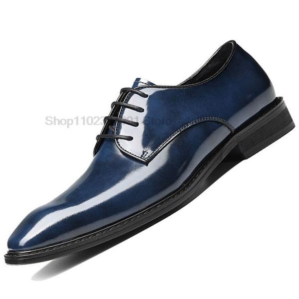 

new arrival luxury derby dress shoes men lace up formal business designer style blue black 38-46 male oxford shoes