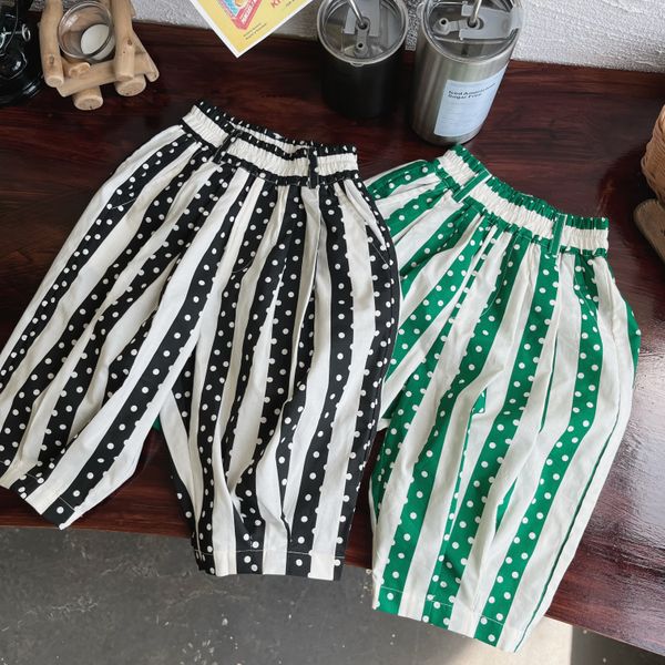 

children's shorts summer new line men's and girls' casual pants capri long stripe design fashion sports pants baby clothing 2, Black