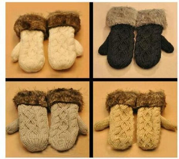 

lady039s faux fur mittens winter knitted halter gloves mittens for women 12pairslot 2242258, Blue;gray