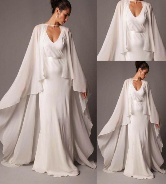 

ivory bridal cape women wedding cloak chiffon long jacket plus wrap custom made formal bride bolero6858911, White