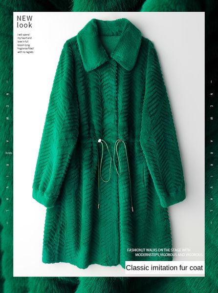 

23new fashionable environmentally friendly imitation fur golden warm relaxed upscale imitation mink fleece coat women sweater their first lu, Black