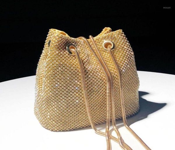 

evening bags fashion womens party bling crystal beading bucket diamonds pouch handbag chain single shoulder crossbody bags13181452